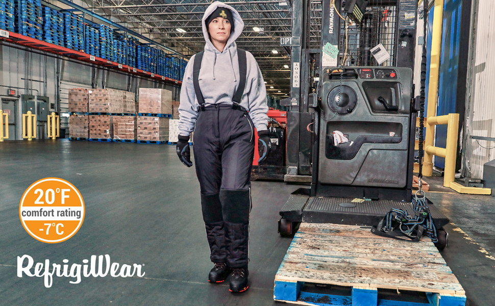 Woman in cold storage facility wearing the Women's Quilted pants